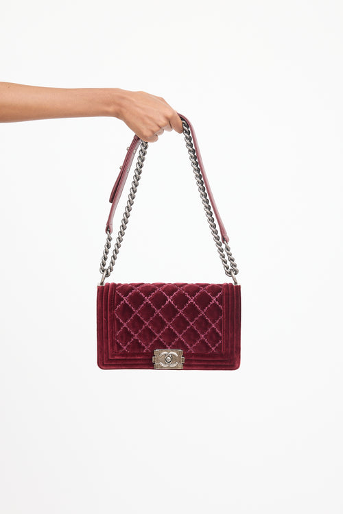 Burgundy Velvet Boy Bag