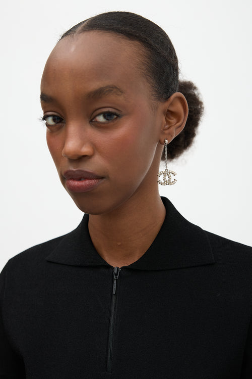 Chanel SS 2020 Crystal CC Drop Earrings