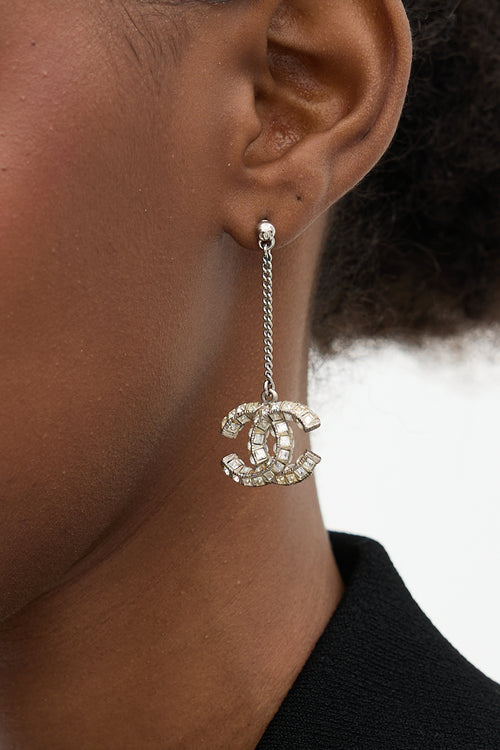 Chanel SS 2020 Crystal CC Drop Earrings