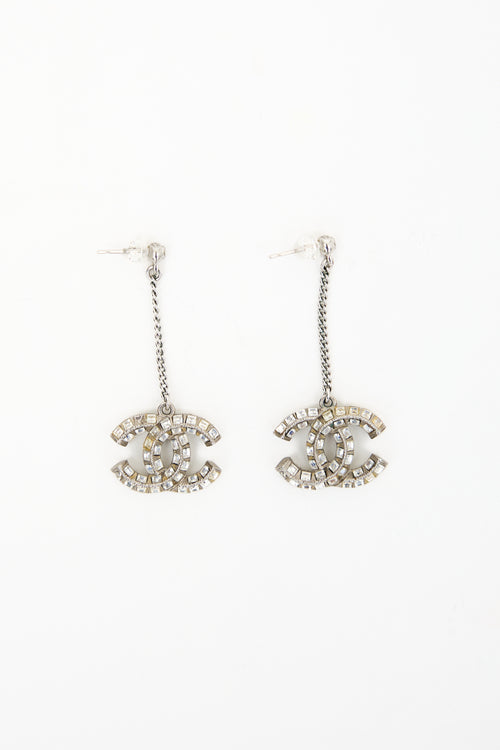 Chanel SS 2020 Crystal CC Drop Earrings