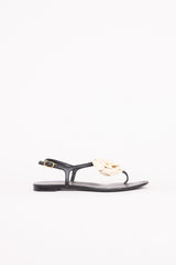 ChanelCamellia Leather T-Strap Sandal