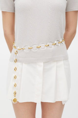 Chanel Clear & Gold Chain Link Medallion Belt