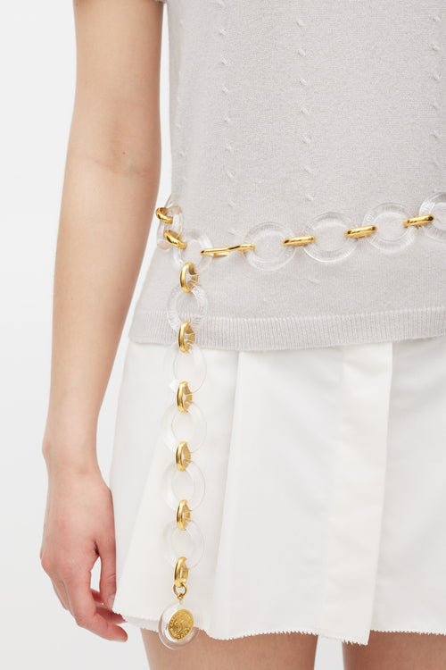 Chanel Clear & Gold Chain Link Medallion Belt