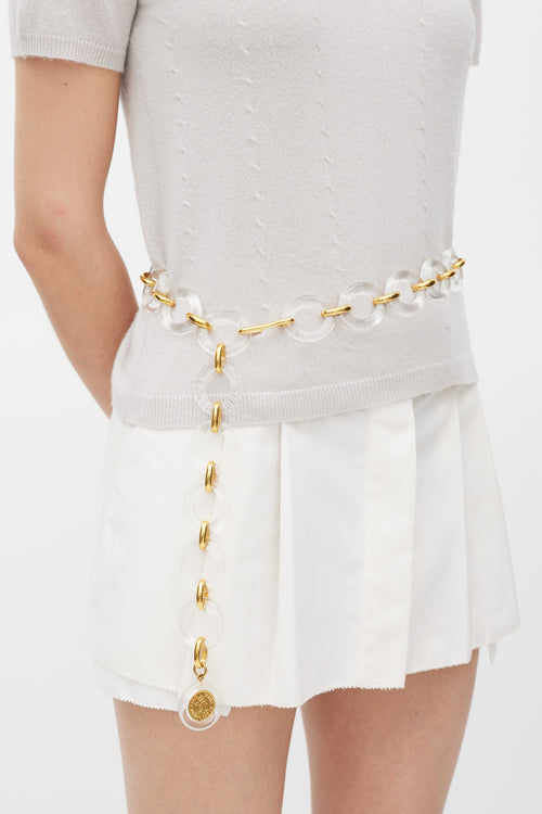 Chanel Clear & Gold Chain Link Medallion Belt
