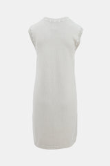 Chanel Grey Cotton & Cashmere Pearl Trimmed Dress
