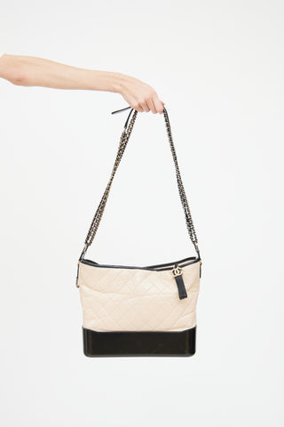 2017 Beige & Black Aged Leather Large Gabrielle Bag