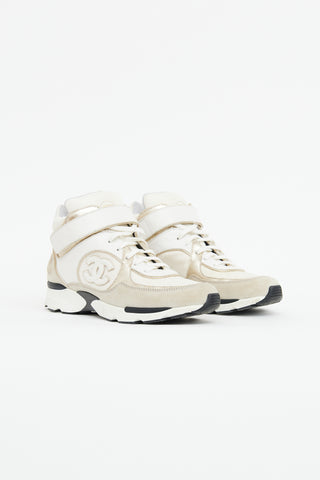 Chanel Gold & Cream CC High Top Sneakers