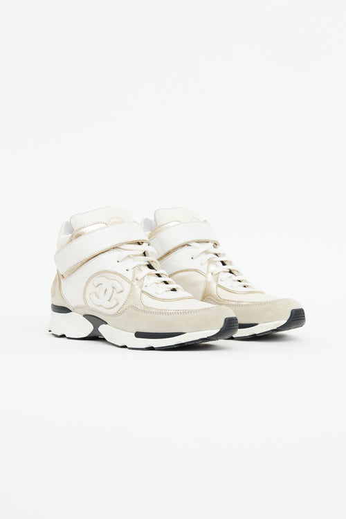 Chanel Gold & Cream CC High Top Sneakers