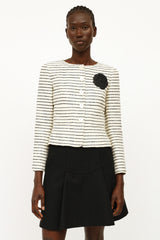 Chanel Cream & Black Sequin Camelia Blazer