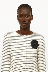 Chanel Cream & Black Sequin Camelia Blazer
