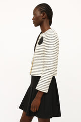 Chanel Cream & Black Sequin Camelia Blazer