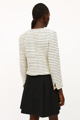 Chanel Cream & Black Sequin Camelia Blazer