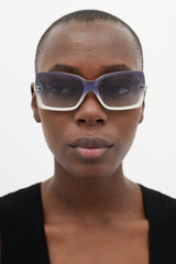 Chanel Cream & Blue 5065 Rectangular Sunglasses