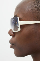 Chanel Cream & Blue 5065 Rectangular Sunglasses