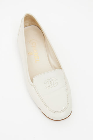 Chanel Cream CC Logo  Loafer