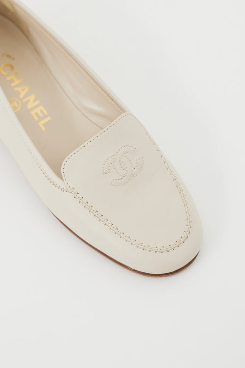Chanel Cream CC Logo Loafer