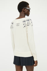 Chanel Cream Cashmere Embroidered Sweater