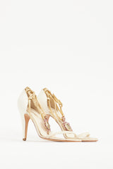 Chanel Cream & Multicolour Jeweled Pearl Pendant Heel