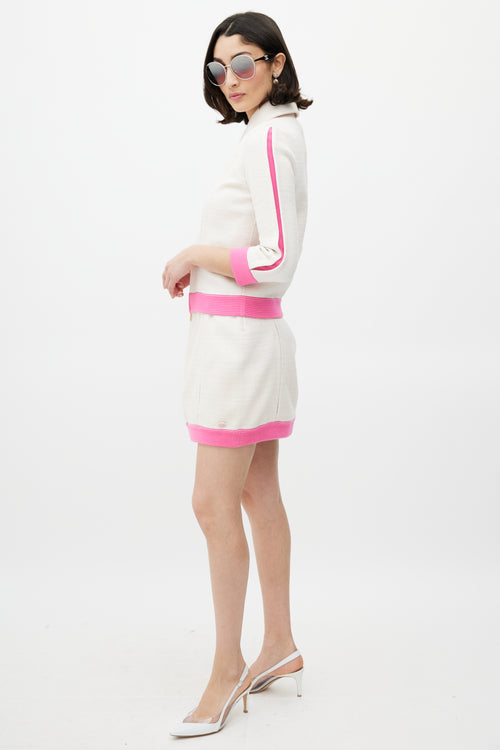Chanel Cream & Pink Ribbed Co-Ord Set