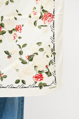 Chanel Cream Floral Silk Scarf