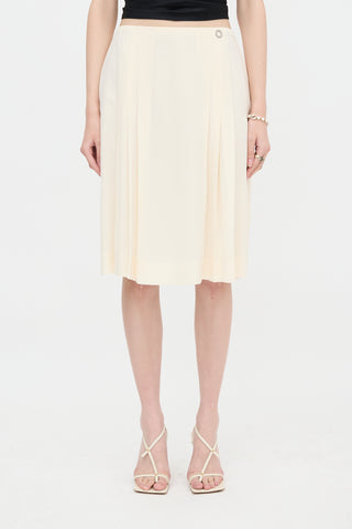 Chanel Vintage Silk Pleated Midi Skirt
