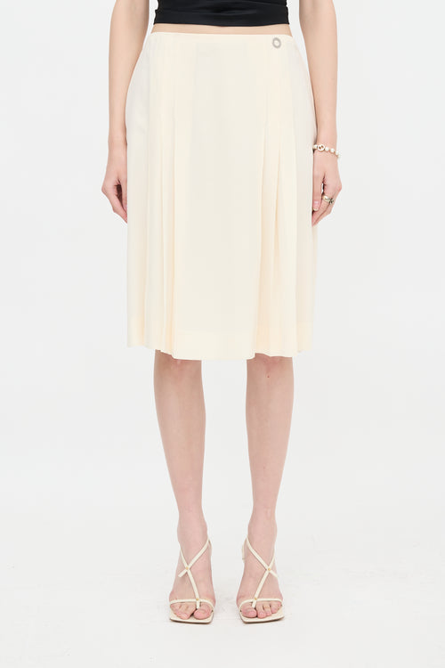 Chanel Vintage Silk Pleated Midi Skirt