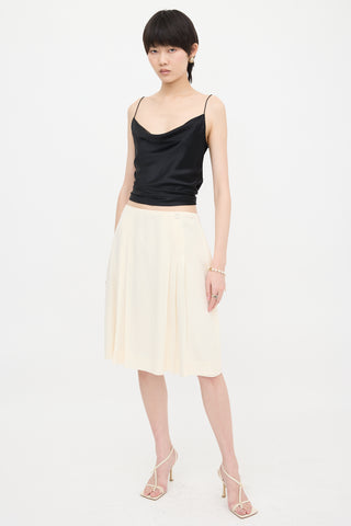 Chanel Vintage Silk Pleated Midi Skirt