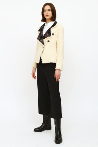 Chanel Cream Edinburgh Tweed Plaid Jacket