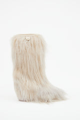 Chanel Fall 2010 Cream Faux Fur CC Boots