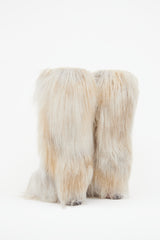 Chanel Fall 2010 Cream Faux Fur CC Boots