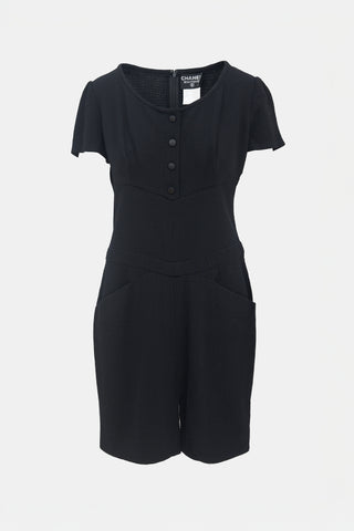 Chanel Cruise 1998 Black Wool CC Button Dress