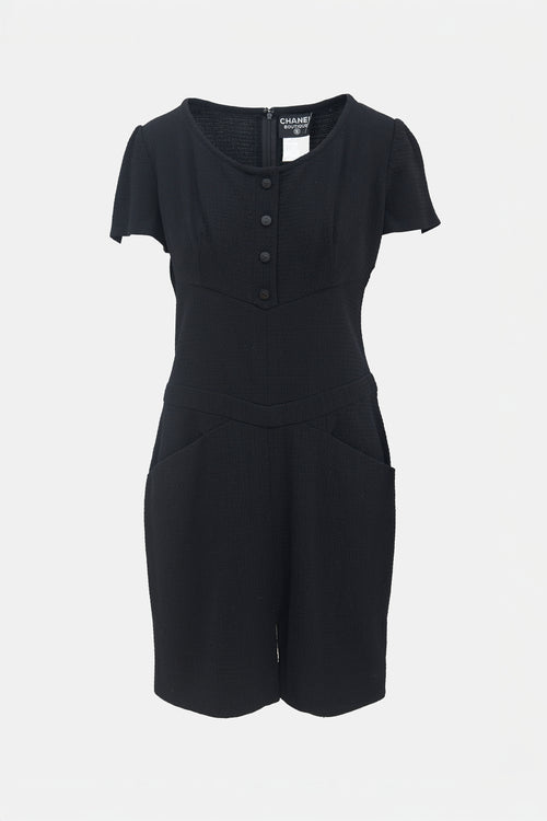 Chanel Cruise 1998 Black Wool CC Button Dress