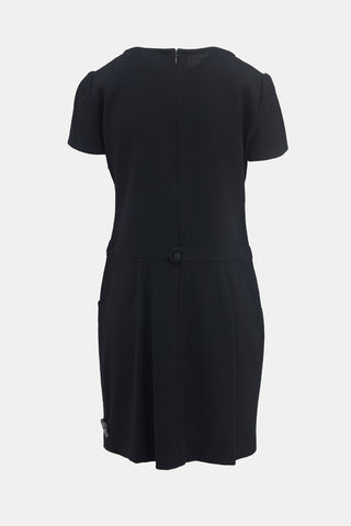 Chanel Cruise 1998 Black Wool CC Button Dress