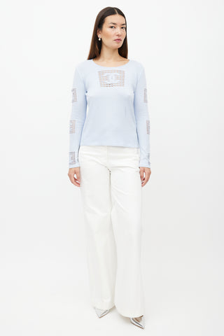 Chanel Cruise 2005 Blue Knit Logo Top
