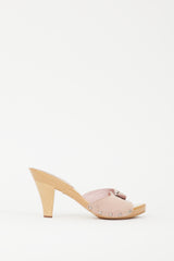 Chanel Cruise 2005 Pink & Beige Suede & Wood Mule