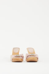 Chanel Cruise 2005 Pink & Beige Suede & Wood Mule