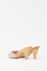 Chanel Cruise 2005 Pink & Beige Suede & Wood Mule
