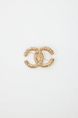 Chanel Cruise 2019 Gold Textured CC Brooch