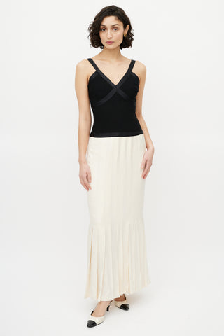 Chanel Cruise 2005 Black & Cream Silk Dress