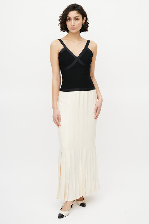 Chanel Cruise 2005 Black & Cream Silk Dress