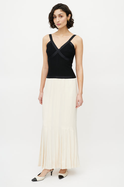 Chanel Cruise 2005 Black & Cream Silk Dress