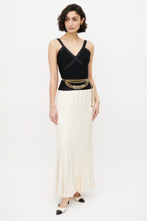 Chanel Cruise 2005 Black & Cream Silk Dress