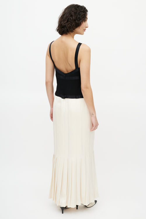 Chanel Cruise 2005 Black & Cream Silk Dress