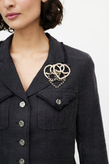 Chanel Cruise 2009 Gold & Multi CC Chain Heart Brooch