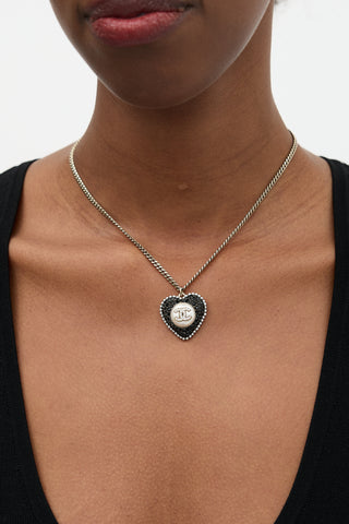 Chanel Cruise 2022 Pearl & Crystal Heart CC Necklace
