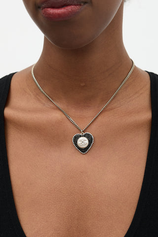 Chanel Cruise 2022 Pearl & Crystal Heart CC Necklace