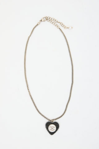 Chanel Cruise 2022 Pearl & Crystal Heart CC Necklace