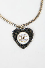 Chanel Cruise 2022 Pearl & Crystal Heart CC Necklace