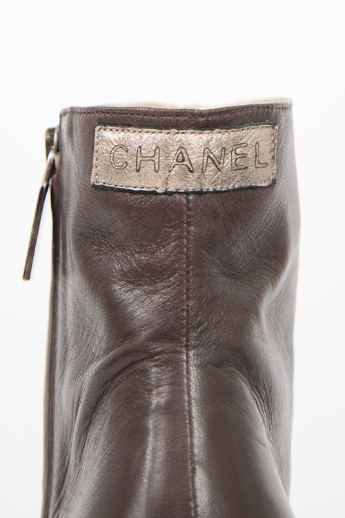 Chanel Leather Cut Out Boot