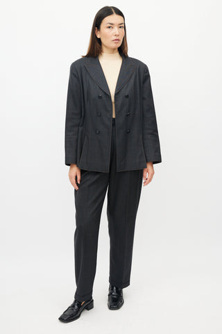 Chanel AW 1998 Grey & Orange Wool Plaid Suit